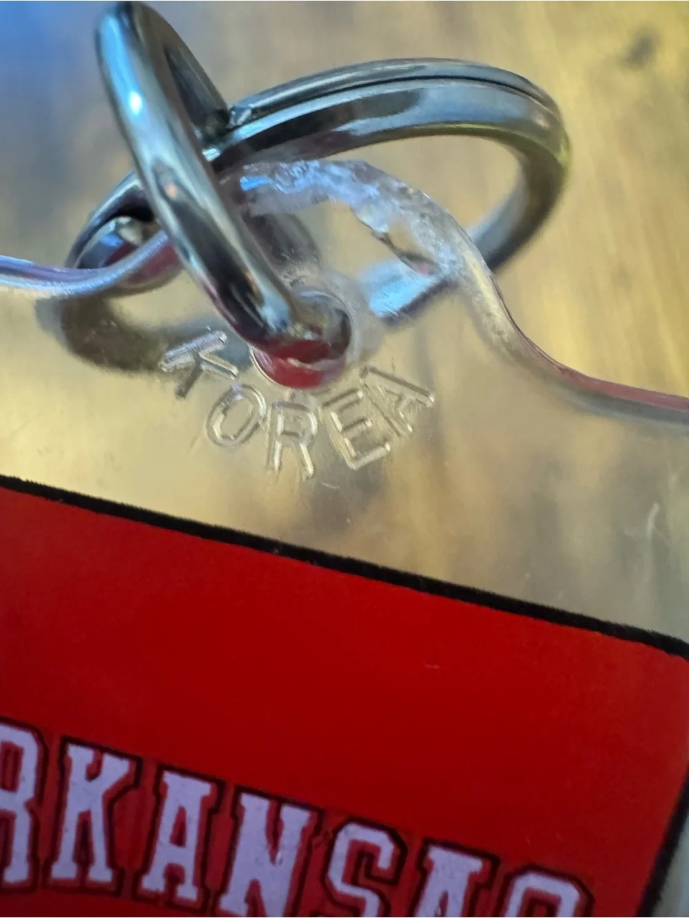 Vintage Arkansas Razorbacks Acrylic Keychain Korea Running Hog Red NCAA College